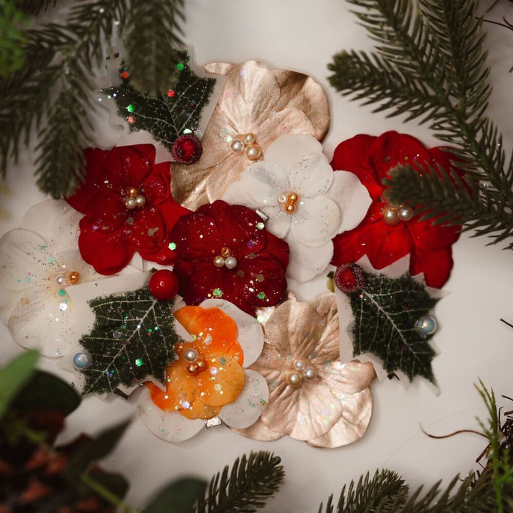 Christmas Festive Hair Clips (set of 8) | Holiday Accessories for Girls/Women